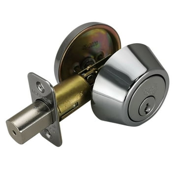 Design House 779058 2-Way Single Cylinder Round Corner Deadbolt with Latch in Polished Chrome