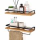 thumbnail image 3 of Estante flotante de pared Estante flotante de madera maciza Estante de almacenamiento para baño Estante divisor de pared para cocina y sala de estar, 3 of 5