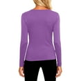 thumbnail image 3 of Domuza Womens Under Scrubs Top Crew Neck Long Sleeve Solid Color T Shirts Fall Winter Thermal Soft Comfort Regular Fit Base Layer Pullover Purple L, 3 of 5