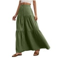 thumbnail image 2 of Clearance under 10$ Sevevn Women Solid Color Fashion Casual Elastic Waist Tie Pocket Ankle Skirt Sales Today Clearance Army Green S, 2 of 8