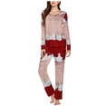 thumbnail image 2 of Women's Pajama Set Soft Long Sleeve Sleepwear Loungewear Pjs Sets with Pockets Wine M, 2 of 5