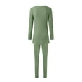 thumbnail image 5 of 2024 Women Two Piece Outfits Set Long Sleeve V Neck Slit Hem Tee Shirt High Waist Pants Tracksuit Dressy Pant Suits for Women Petite Pant Suits for Women Dressy Wedding Women's plus Suits Dressy Pant, 5 of 5