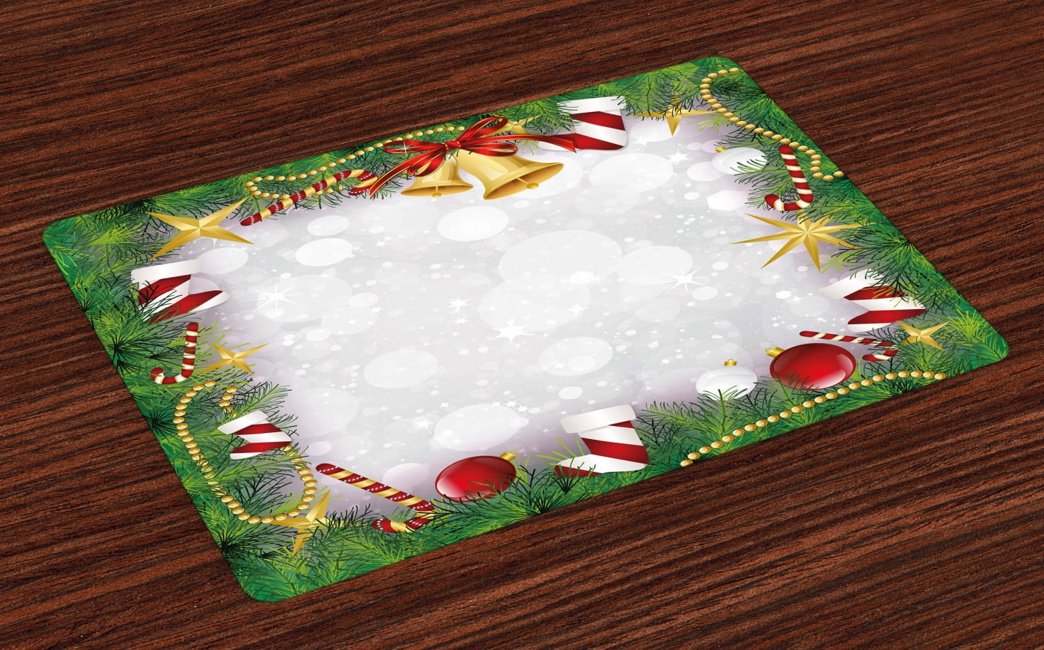 Christmas Placemats Set of 4 Xmas Eve Carol Theme Frame Pine Spikes