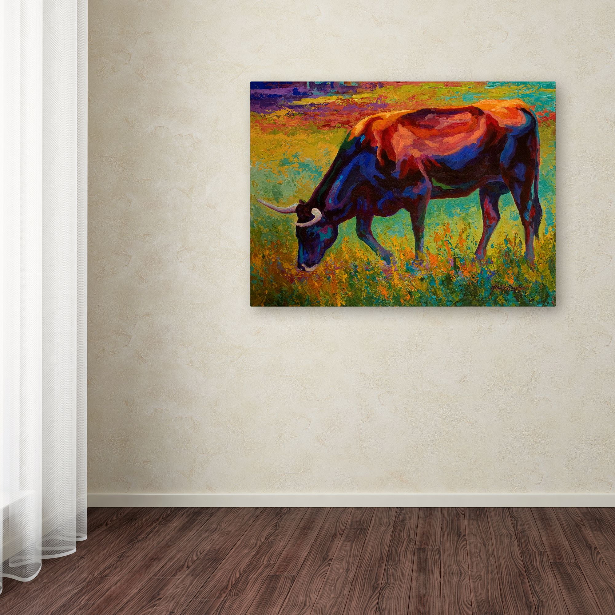 Trademark Fine Art 'Grazing Longhorn' Canvas Art by Marion Rose