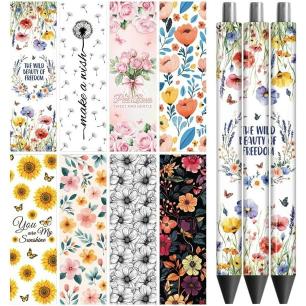 Calcomanías adhesivas de transferencia UV DTF con varias flores - 48 unidades, resistentes al agua, con impresión HD, para manualidades decorativas, regalos y más.