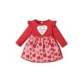 thumbnail image 1 of Bagilaanoe Toddler Baby Girl Valentine's Day Dress Heart Print Ruffle Long Sleeve A-line Princess Dresses 6M 12M 18M 24M 3T Kid Patchwork Tulle Skirt, 1 of 9