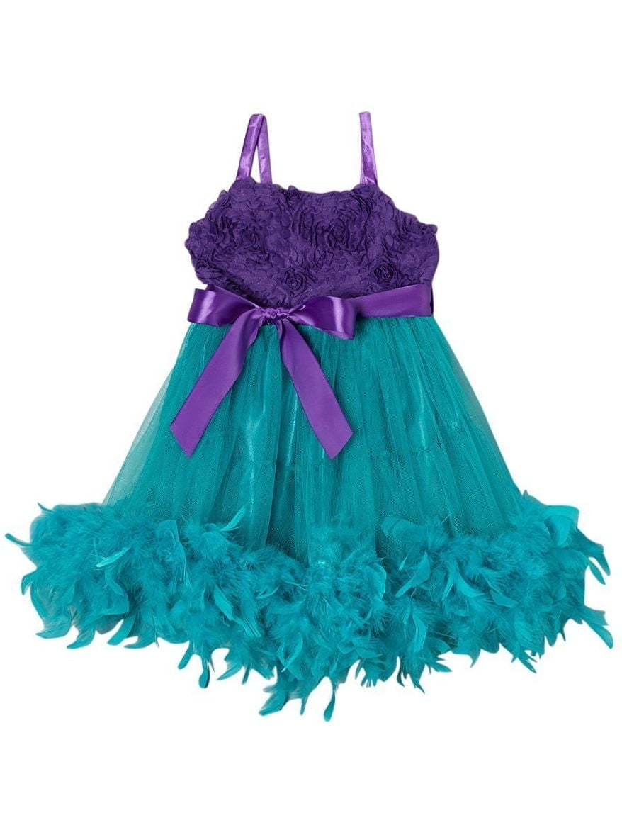 Purple and turquoise flower girl dresses Clearance