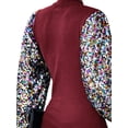 thumbnail image 2 of Women's Confetti Sequin Balloon Long Sleeve Mock Neck Pullover Sweatshirt, Red, Large, 2 of 5