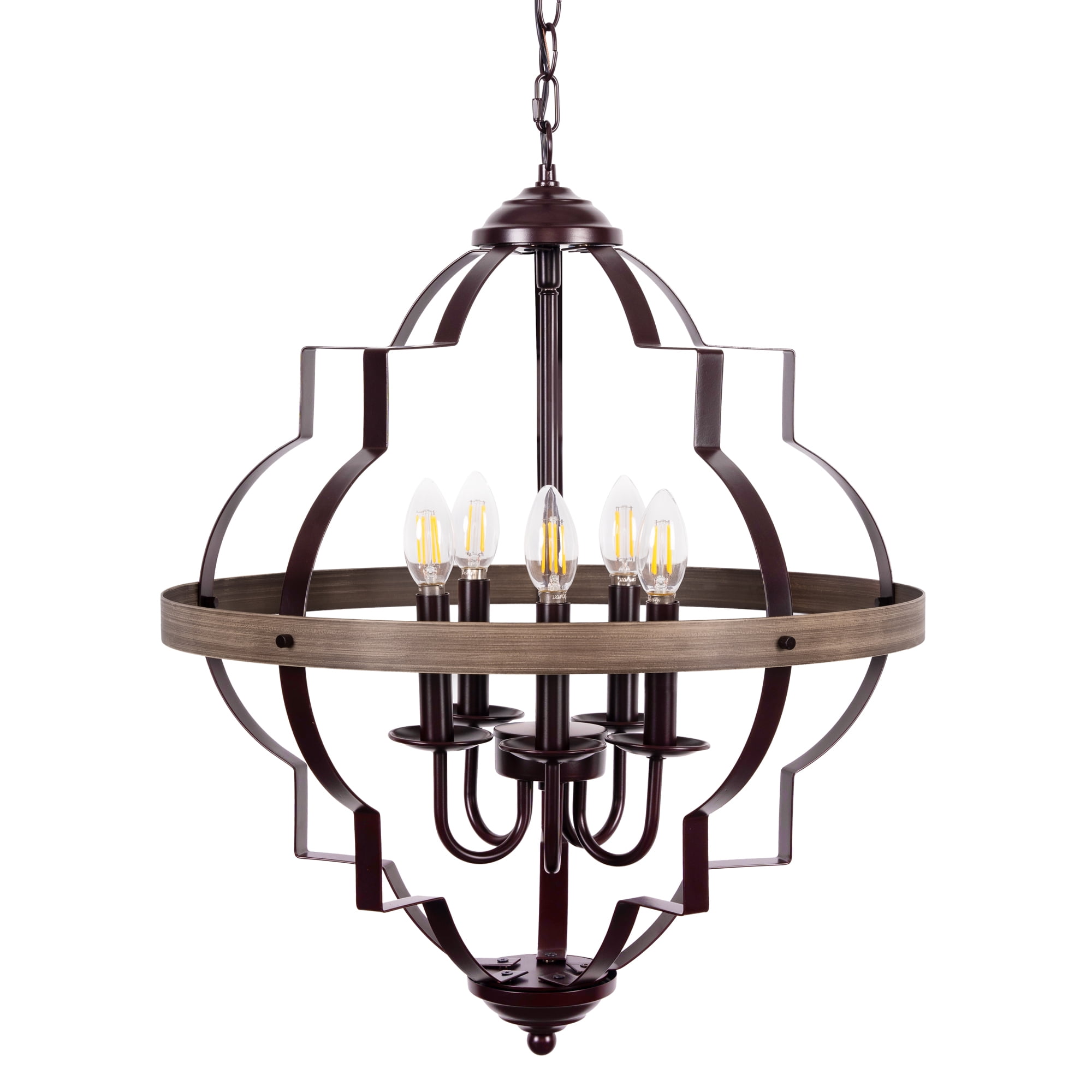 WAMPAT Industrial Pendant Lighting Fixture, Flexible Chandelier Hanging ，5 Light Ceiling Lamp