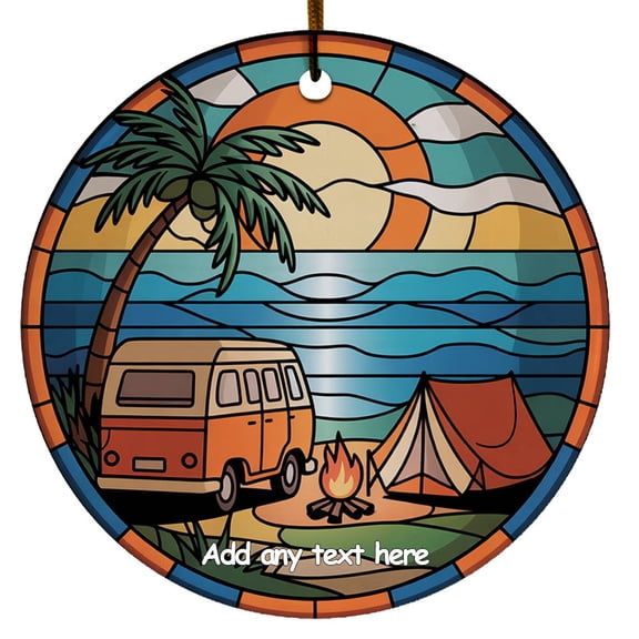 Beach Camping Ornament – Custom Text Ornament for Families or Friends, Christmas 2025 Keepsake