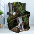 thumbnail image 4 of Waterfall Soft Flannel Fleece Blanket, Little Waterfalls Flow on Rock Stairs Surrounded by Long Plants Earth, Cozy Plush for Indoor and Outdoor Use, 50" x 70", Brown White and Green, by Ambesonne, 4 of 5