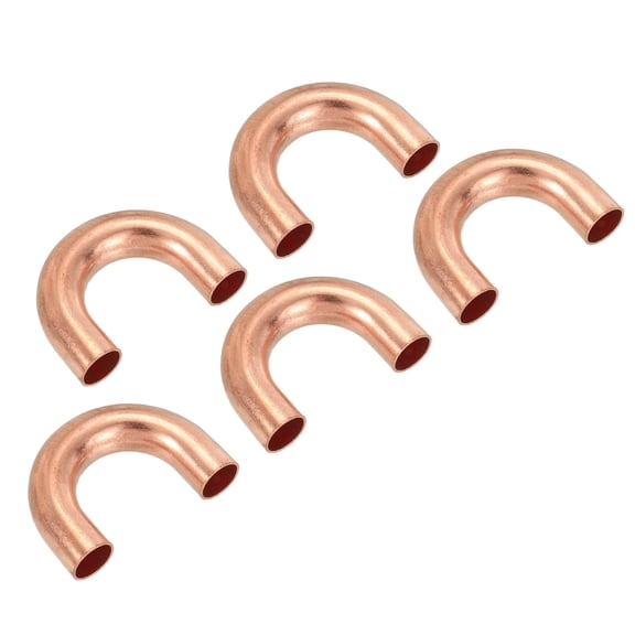 Uxcell 5/16" OD 22x33mm Elbow Copper Pipe Fitting, 5Pcs 180 Degree Bend Welding Sweat Solder Connection for HVAC Air Conditioner Plumbing