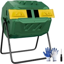 ZENY 43 GAL Rotating Bin Compost Tumbler Dual Compost Bin Ventilating Container, Green