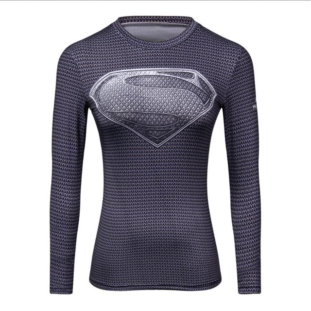 Deportes Mujeres moda compresión capitán manga larga camiseta secado rápido 3D divertido T-shirt culturismopangjing