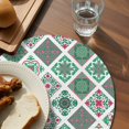 thumbnail image 3 of Vintage Boho Round 15 Inch Placemats Set of 4, Middle Century Bohemia Style Green HeatResistant Non Slip Place Mats for Dining Table, Wipeable Braided Kitchen Table Mats for Housewarming, 3 of 9