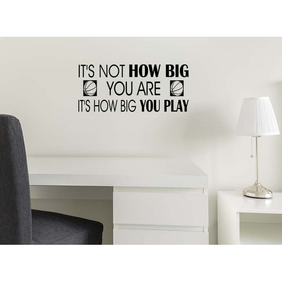 #2 It's not how big you are, it's how big you play 22 X 10 Sports Team Sticker Calligraphy Wall Decal Art Decor Motivational Inspirational Wall Sticker Decorative lettering Jordan Curry inspired