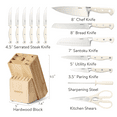 thumbnail image 2 of CAROTE 14PCS Knife Set with Wooden Block Stainless Steel Knives with Ergonomic Handle, Forged, White, 2 of 8