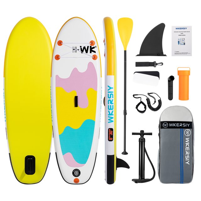 Paddleboard Tabla de paddle surf inflable para niños 8'x30''x6' Tabla de paddle surf inflable Juego de surf para deportes acuáticos con bomba de paleta Kit de reparación de correa de mochila