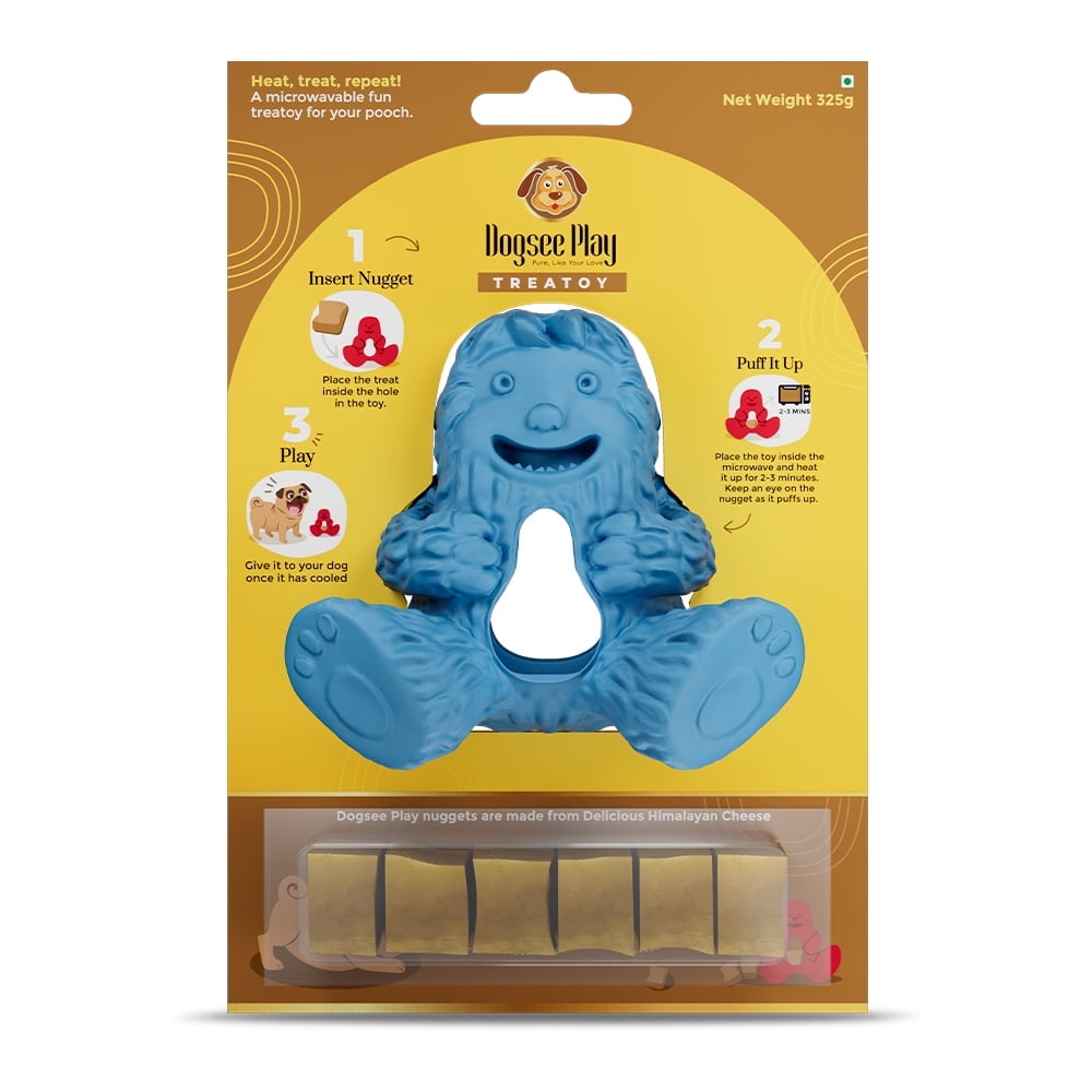 Dogsee Play Treatoy (Blue) | Long-Lasting Chew Toy for Dog | Fun & Safe Playtime | Puffy Nugget Treat | Helps in Cleaning Teeth, Fight Plaque, Tartar and Keeps Breath Fresh
