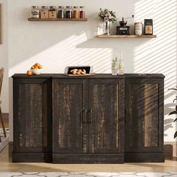 NAIYUFA Buffet Cabinet with  4 Doors,Storage,Farmhouse Sideboard ,Cabinet with Doors,Kitchen Buffet Storage Cabinet with Adjustable Shelves,Coffee Bar Station Table for Dining Room,Living Room