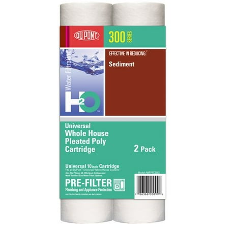 DuPont Universal Pleated Poly Cartridge, Series 300, 2 Pack; 15000 Gallons, 5 gpm, 20 micron