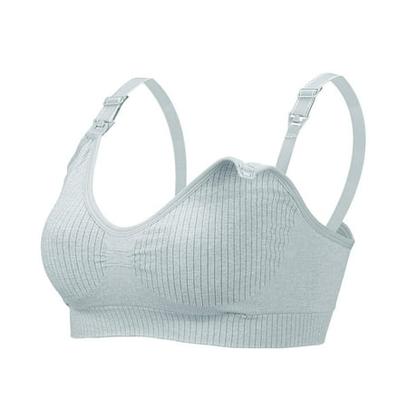 Quealent Women s Maternity Nursing Bras Women s Nursing Bra Wireless Maternity Seamless Front Buckle Breastfeeding Bra With Pads (Blue XL)