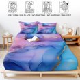 thumbnail image 5 of Full Size Fitted Sheet Set - Blue Purple Ombre 3 Piece Bedding Sets 16" Deep Pocket Fitted Sheet with 2 Pillowcases Marble Modern Ink Painted Abstract Brushed Microfiber Hotel Luxury Bed Sheets, 5 of 9