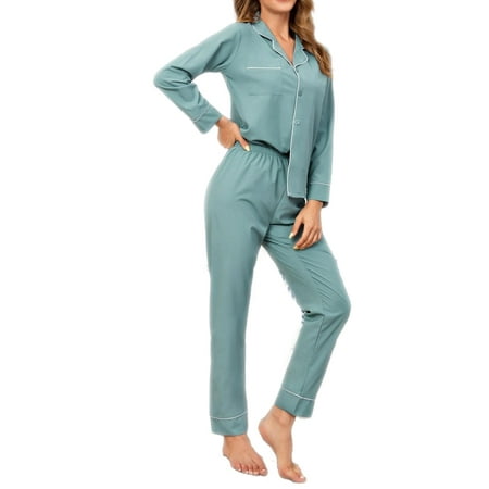 

Womens Pajama Sets Pant Sets Long Sleeve Sleepwear Cadet Blue S