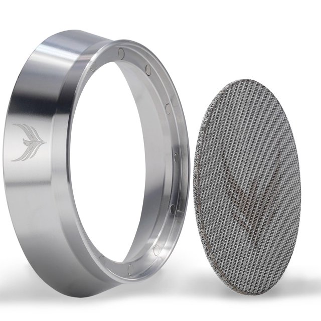 Set de embudo dosificador y criba para disco KNODOS, acero inoxidable, 58 mm