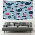 thumbnail image 2 of FREEAMG Tapestry Wall Hanging Nautical Whale Fish Wheel Anchor Tapestry Decorative Wall Tapestries Wall Art Wall&nbsp;Blanket&nbsp;Bedding Tapestry for Bedroom Living Room Dorm Home Decor 80"x60", 2 of 7