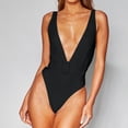 thumbnail image 2 of Sngxgn Women's Swimsuit Tummy Control Deep V Neck Double Straps Crisscross Back Tie Bathing Suit(Black,S), 2 of 8