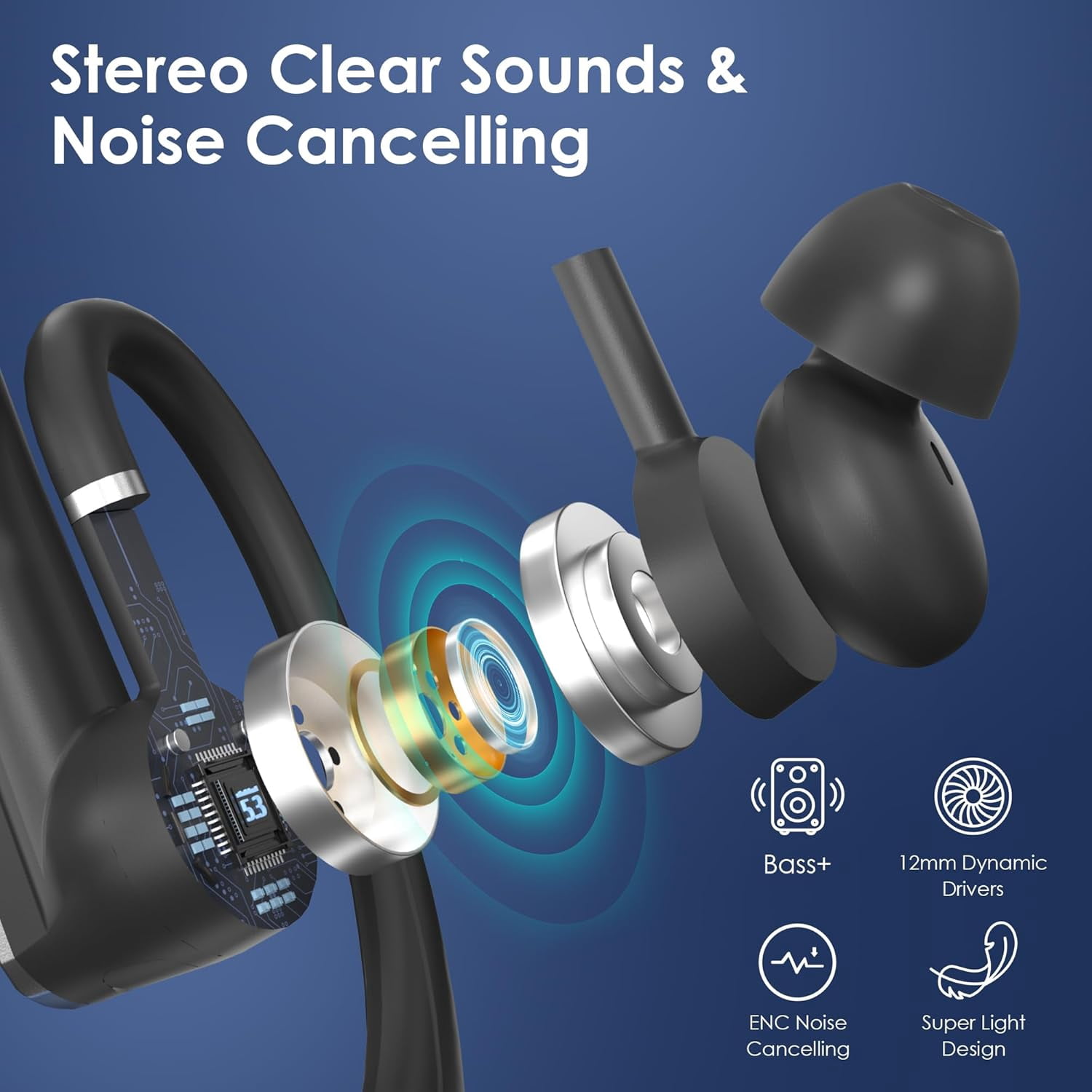 Bluetooth Headset with Microphone, Wireless Earpiece with Charging Case for Cellphones, PC, Single Ear Headset with Mute for Trucker Driver, Remote Work