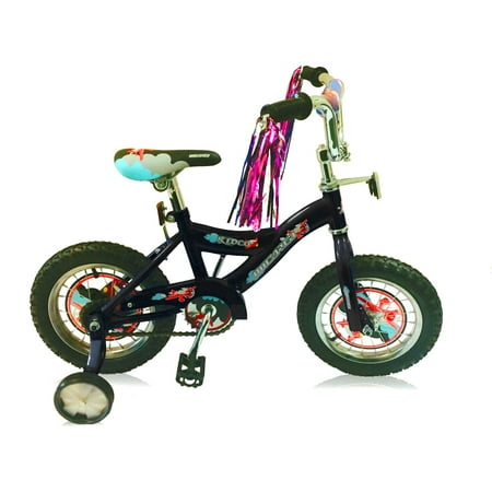WonderWheels 12  BMX S-Type Frame Bicycle Coaster Brake One Piece Crank Chrome Rims Black Air Tire Kid s Bike - Black