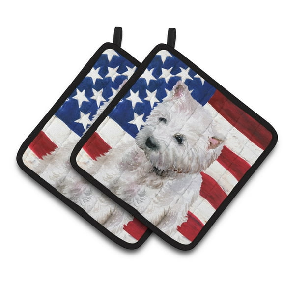Caroline's Treasures Westie Patriotic Pair of Pot Holders