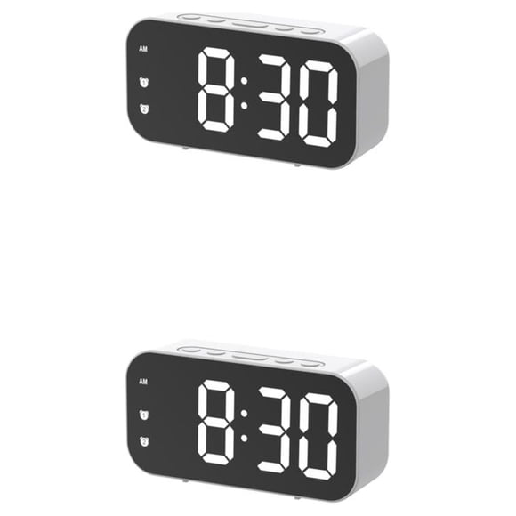Cateissary Despertador Pantalla LED Relojes electrónicos Brillo Alarmas duales Reloj de Blanco 2Conjunto