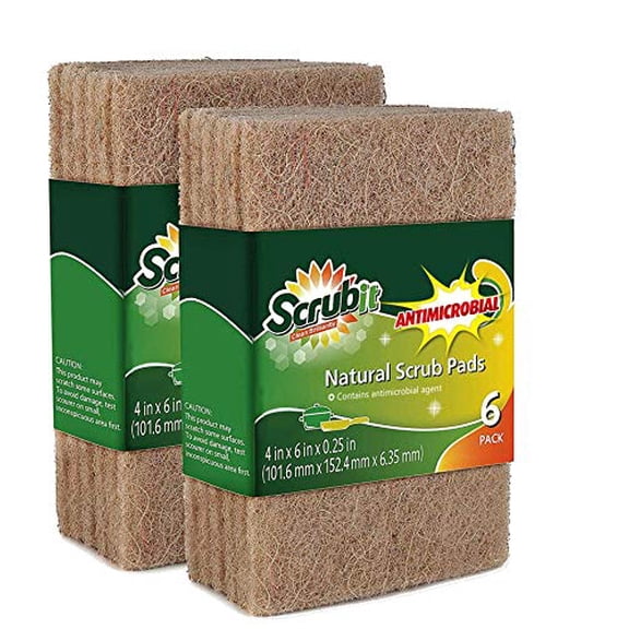 All Natural Scouring Pad by Scrub-it - Cuts Through Kitchen Dirt with Ease - Dish and Pot Non-Scratch Scrubber - 100% Natural Sisal Cleaning Scrubbing Pads - No Harmful Chemicals -12 Pack