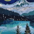 thumbnail image 5 of Orinice Mountain Lake Trees Full Moon Bathroom Decor Set Colorful Luxurious Graphic Print Polyester Fabric Fashion with Hooks 69x72, 5 of 7