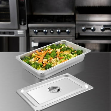 BENTISM 4" Deep Stainless Steel Steam Table Pan with Lid 13 L/13.7 Quart Anti-Jam 4 Pack