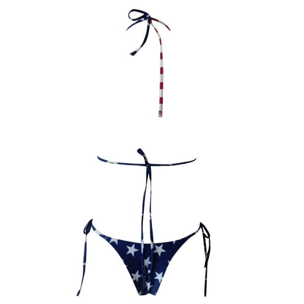 Bikinis for Women Two Piece Swimwear American Flag Print High Cut