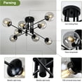 thumbnail image 4 of 8 Light Glass Globe Ceiling Light Black Mid Century Flush Mount Sputnik Light Fixture Bubble Chandelier Living Room Farmhouse for Dining Room Kitchen Bedroom., 4 of 6