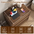 thumbnail image 2 of Aufeile Nightstand with Charging Station, Modern Curved Nightstand with 3 Drawers, Bedside Table for Bedroom, Walnut, 2 of 9