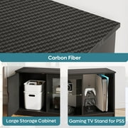 Bestier LED TV Stand for 65TV,Entertainment Center with PS5 Storage,Media Console Table with Adjustable Storage Shelf-Black Carbon Fiber