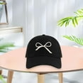 thumbnail image 4 of Pavied Baseball Cap Trucker Hat Women's Embroidered Bow Baseball Cap Versatile For Spring And Summer Small Cap Cycling Camping Fashionable Cap Snapback Hats Hats for Women Black A, 4 of 4