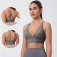 thumbnail image 5 of VISALY Women's Convertible Cross Back Sports Bra Deep V-Neck Longline Seamless Padded Yoga Bra Adjustable Straps Workout Running Fitness Athletic Bralette Workout Crop T-Shirts Bras Vest Dark Gray M, 5 of 9