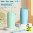 thumbnail image 2 of 2 Pack 10 OZ Spill Proof Straw Kids Cups for Girl Boy, Leak-Proof Kid Insulated Tumbler with Screw-On Lid & Silicone Straw with Stopper, Stainless Steel Sippy Cup, Underwater World, 2 of 9