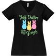 thumbnail image 3 of Inktastic Funny Easter Just Chillin' with My Peeps Women's Plus Size V-Neck T-Shirt, 3 of 5