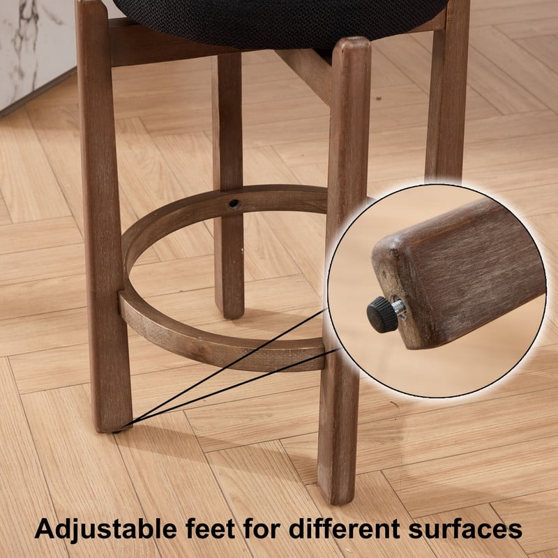 26'' Seat Height Swivel Bar Stools Set of 2, Mid-Century Modern Counter Stools, Linen Upholstered Pub Chairs with Footrest