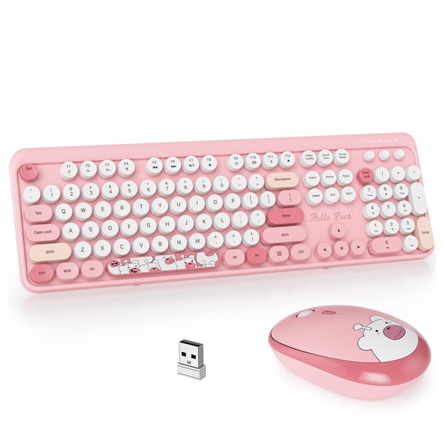 Combo de teclado y ratón GTSP Pink Typewriter Wireless