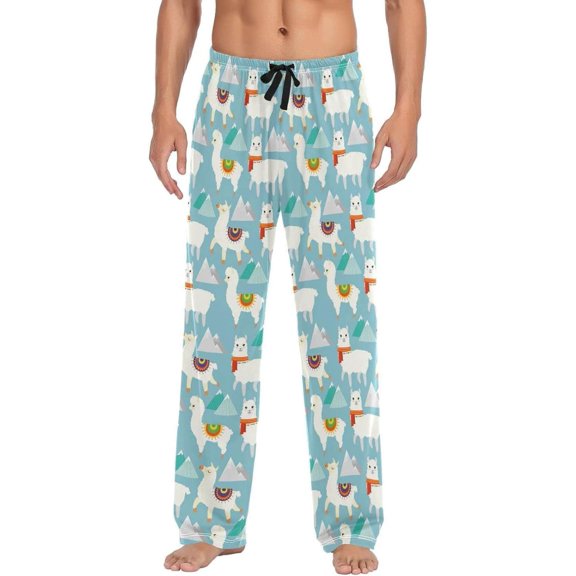 GZHJMY Alpaca Pajama Pants for Men, Lounge Pants Lightweight Men Pajama Bottoms with Drawstring Pockets, Christmas New Year Birthday Gifts, Large