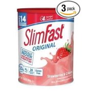 Slim Fast Original Strawberries and Cream Shake Mix, 15 Ounce - 3 per case.